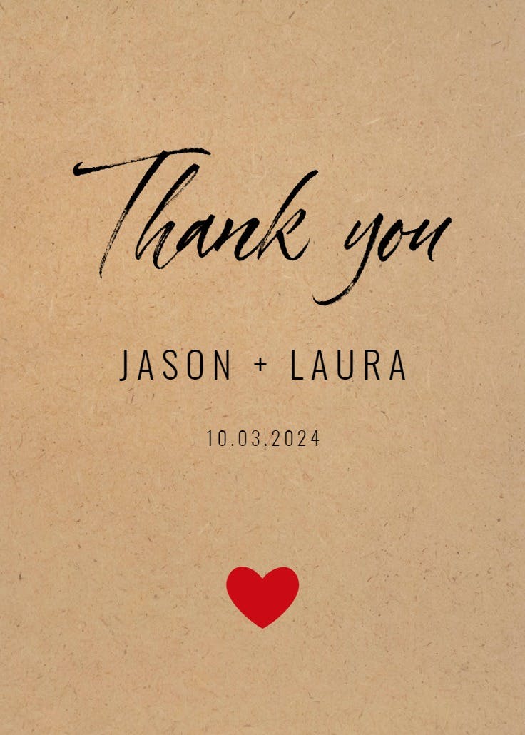 Thank you - wedding thank you card